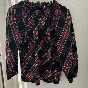 J. Crew Black and Red Plaid Blouse
